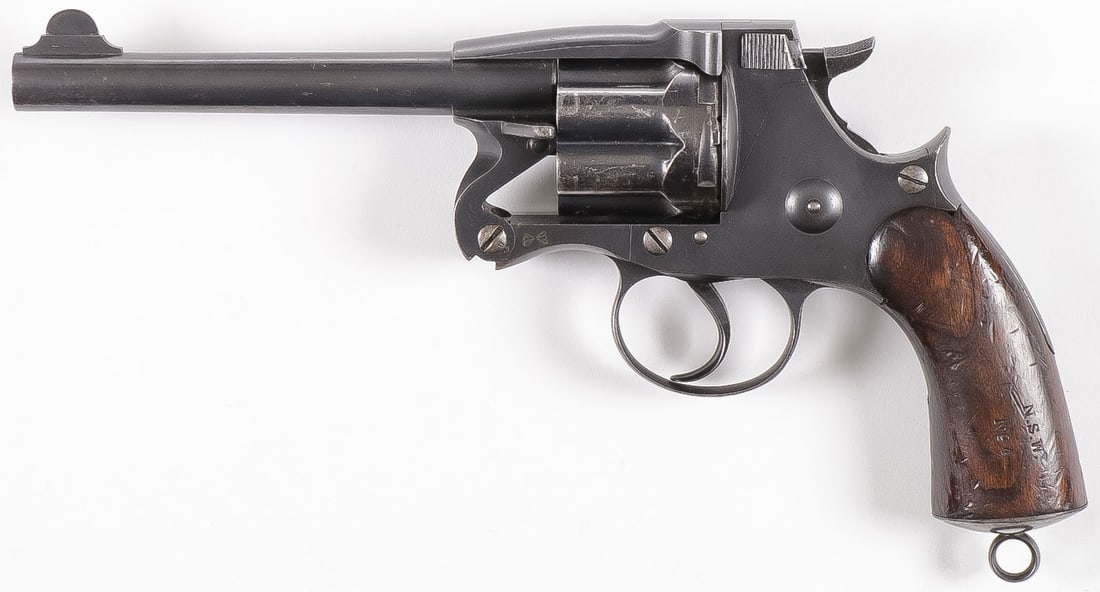 GOOD ENFIELD MARK II DOUBLE ACTION REVOLVER: GOOD ENFIELD MARK II DOUBLE ACTION REVOLVER. Comprising a good .476 break action revolver. With a crown over "V.R. / ENFIELD / 1883 / II.", along with a "crown/E/5" proof on the right side of the fram