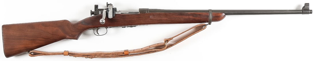 SCARCE U.S. SPRINGFIELD M2 .22 BOLT ACTION RIFLE: SCARCE U.S. SPRINGFIELD M2 .22 BOLT ACTION RIFLE. Comprising a good scarce Springfield M2 .22 Cal. LR training rifle. 24-inch tapering round barrel, above muzzle of barrel date stamped 4-42 beneath S.