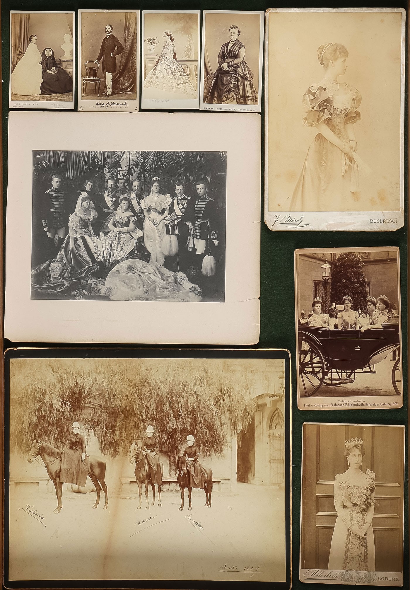RUSSIAN, BRITISH & DANISH ROYAL PHOTOGRAPHS: RUSSIAN, BRITISH & DANISH ROYAL PHOTOGRAPHS. Comprising a good group of 18 vintage photographs of various Russian, British, and Danish royalty, including 10 vintage CDVs, one depicting Queen Victoria