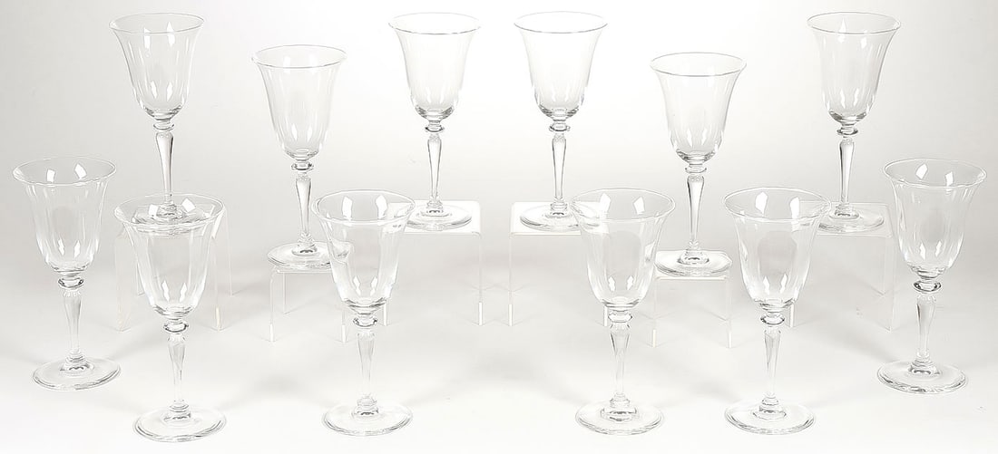 12 PIECES STEUBEN STEMWARE: 12 PIECES STEUBEN STEMWARE. Comprising 12 Steuben Glass Works pattern 6401 water goblets (8 inches).SHIPPING NOTICE:If you are not using the Live Auctioneers Live Ship program, Jackson's is pleased