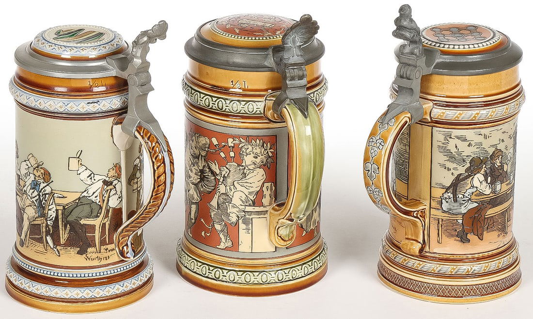 THREE METTLACH STEINS - 2