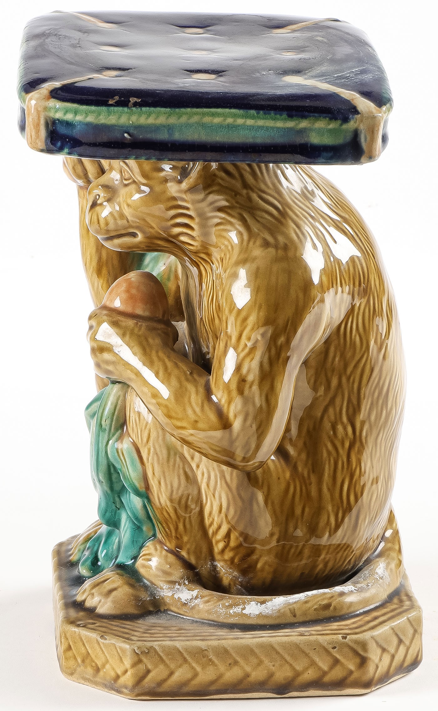 MAJOLICA MONKEY FIGURAL STAND - 3