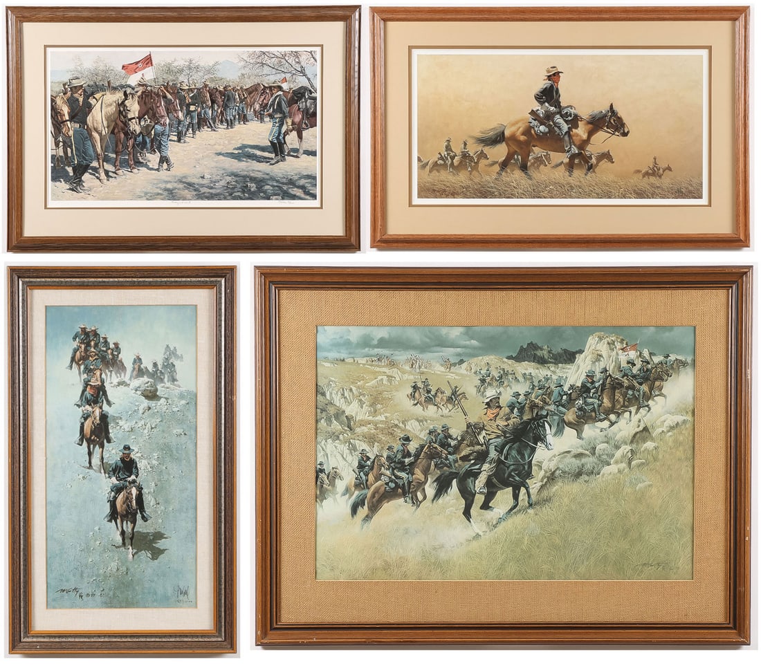 4 FRAMED LIMITED EDITION INDIAN WARS PRINTS (1 of 12)