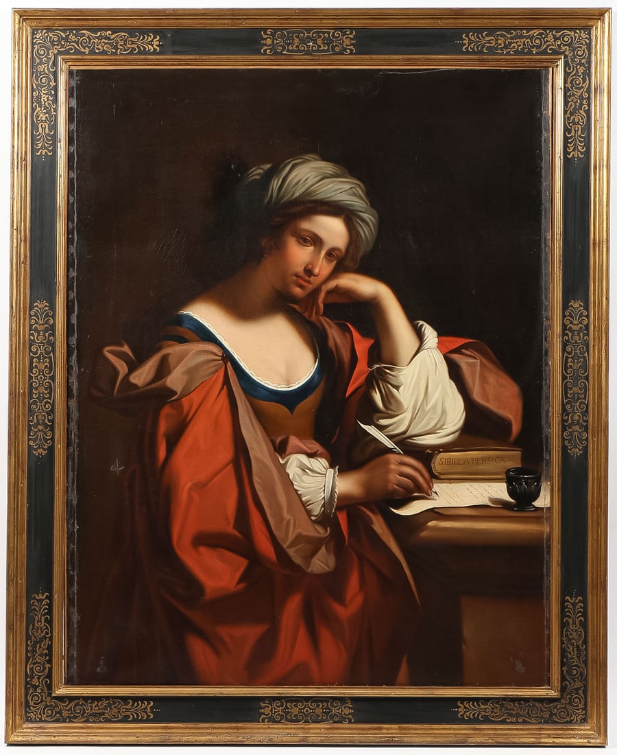 GREAT OLD MASTER PAINTING: After GUERCINO (Italian 1591-1666)Portrait of Persian Sybil -18th/19th centuryOil on canvasApparently unsigned47.75 x 37.75 inches (121.3 x 95.8cm). Overall, including frame 56 x 45.75 inches (142.2