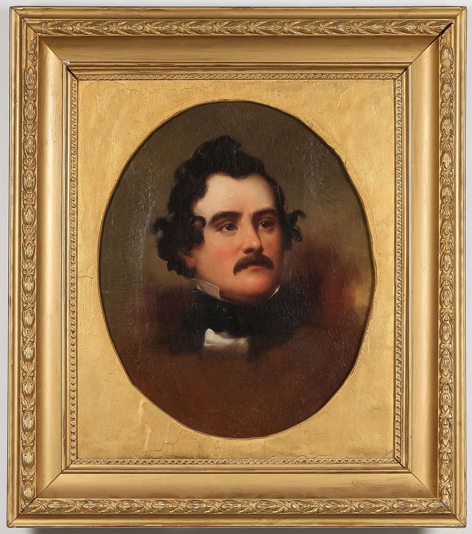 SIGNED & DATED SOCIETY PORTRAIT, 1856: SAMUEL BELL WAUGH (American 1814-1885)Portrait of a Distinguished Gentleman Oil on canvasSigned and dated lower right S. B. Waugh 185623.75 x 19.5 inches (60 x 45.5cm). Overall, including frame 35 x