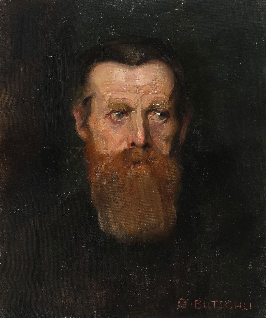 PORTRAIT OF ZOOLOGIST OTTO BUTSCHLI: GERMAN SCHOOL (19th Century)Portrait of noted zoologist Johann Adam Otto Bütschli (1848 - 1920)Oil on canvas boardInscribed lower right O. Butschli, otherwise unsigned18 x 15.25 inches (46 x 39