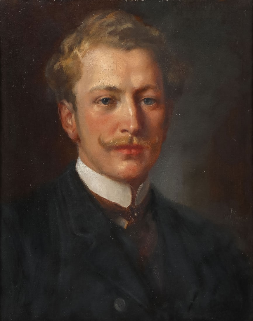 SIGNED & DATED SOCIETY PORTRAIT, 1910: RUDOLF WIMMMER (German 1849-1915)Portrait of a Distinguished Gentleman -1910Oil on boardSigned and dated mid right19.5 x 15.5 inches (49.5 x 39.5cm). Overall, including frame 28.75 x 24.5 inches (73