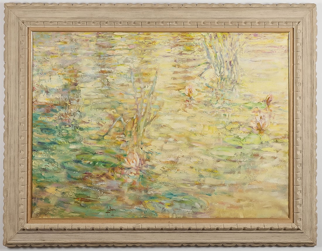 SIGNED FRENCH IMPRESSIONISTIC OIL PAINTING: LOUIS FABIEN (French 1924-2016)Reflets En Plein Soleil -1967Oil on canvasSigned lower center, titled and dated on verso28.75 x 39.25 inches (73 x 100cm). Overall, including frame 37.25 x 47.5 inches