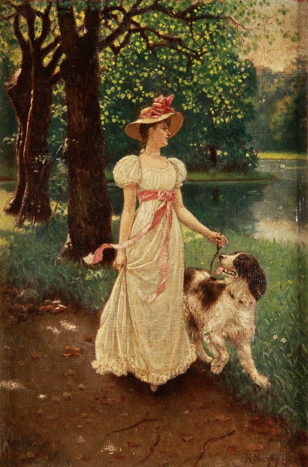 OIL PAINTING, ROLF NICZKY, GERMAN, SUMMER STROLL