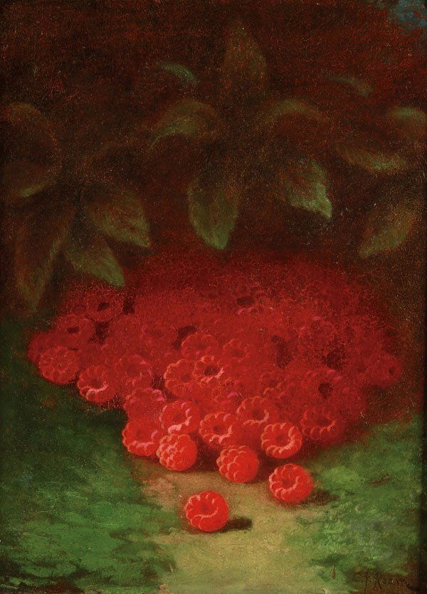 OIL PAINTING, CARDUCIUS REAM, STILL LIFE FRUIT: CARDUCIUS PLANTAGENET REAM(American 1837-1917)Still Life with Raspberries Oil on boardSigned lower right "CP Ream"11.75 inches x 8.75 inches