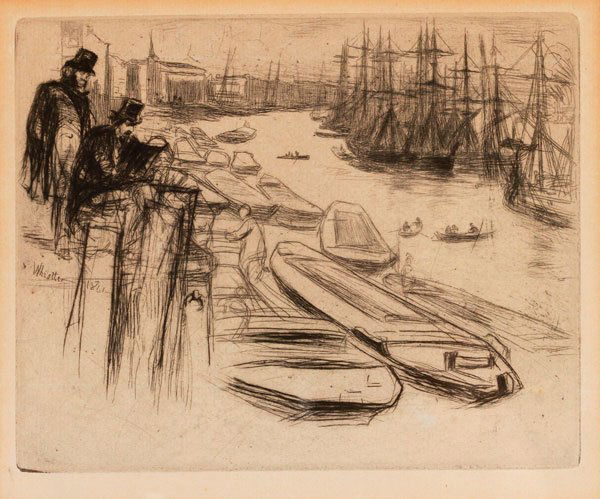JAMES WHISTLER ETCHING, AMERICAN: JAMES ABBOTT MCNEILL WHISTLER(American 1834-1903)The Little Pool- 1861Etching and drypoint on laid paperSigned and dated in plate mid left4.1 inches x 4.9 inches (10.3 x 12.5 cm)