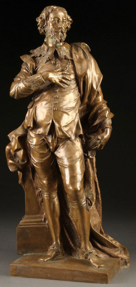 FINE BRONZE OF RUBENS, 19TH CENTURY: After JOHN MICHAEL RYSBRACK(Flemish 1694-1770)Peter Paul Rubens Bronze with brown patinaInscribed “Miche Rysbrack 1743” and also inscribed with title “D. Peter Paul Rubens EQV.”Height 23.75 in