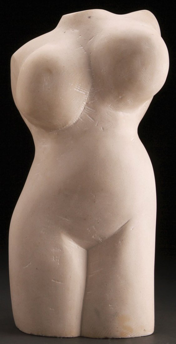 CARVED MARBLE TORSO, CLAUDE BOGRATCHEW, FRENCH: CLAUDE BOGRATCHEW(French b. 1936) Torso Carved marble Signed on base Height 21.5 inches (54.6 cm)