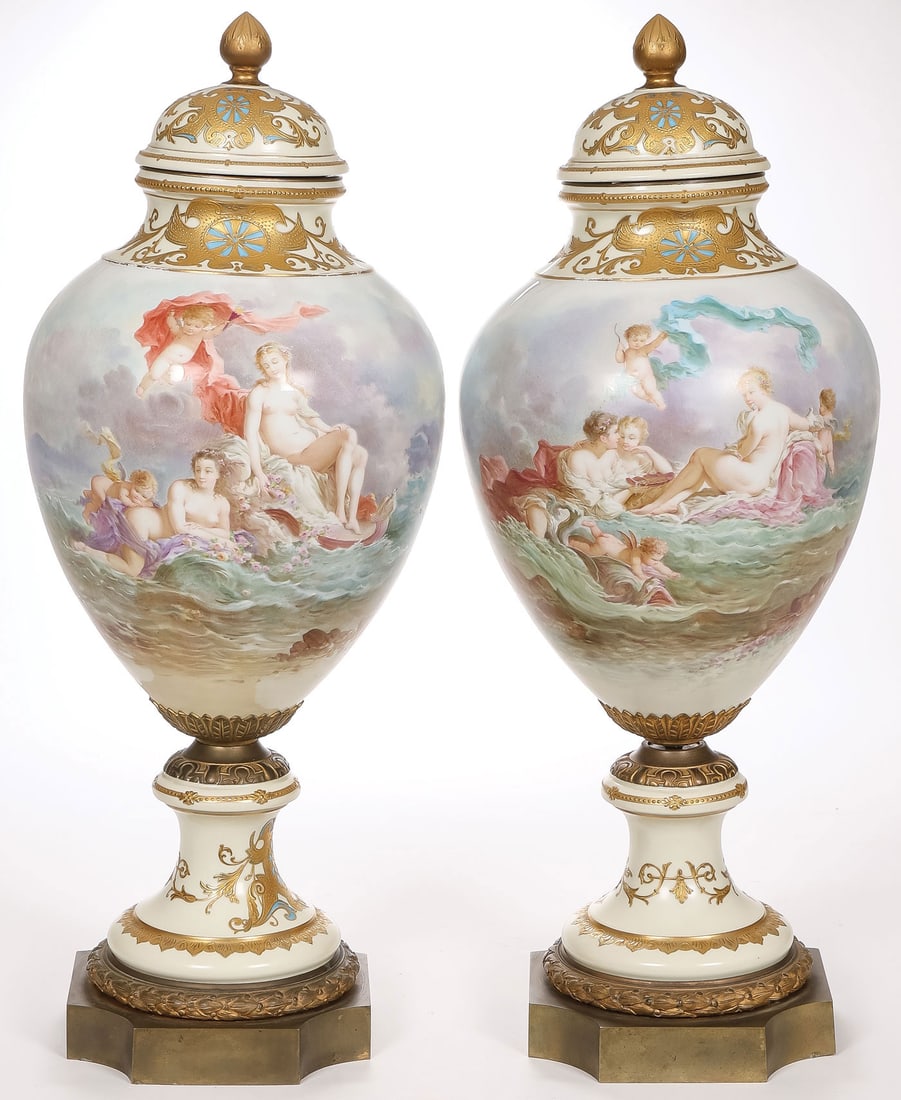 PR MONUMENTAL PORCELAIN URNS, 19TH C (1 of 4)