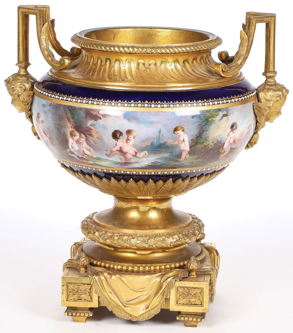 EXCEPTIONAL ORMOLU PORCELAIN URN, 19TH C - 2