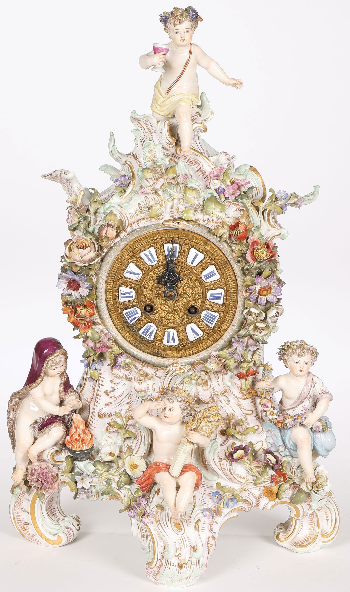 MEISSEN FOUR SEASONS MANTLE CLOCK (1 of 4)