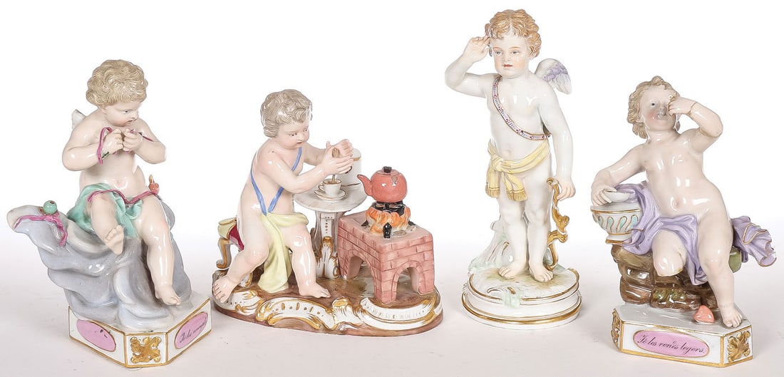 4 MEISSEN CUPID FIGURES (1 of 4)