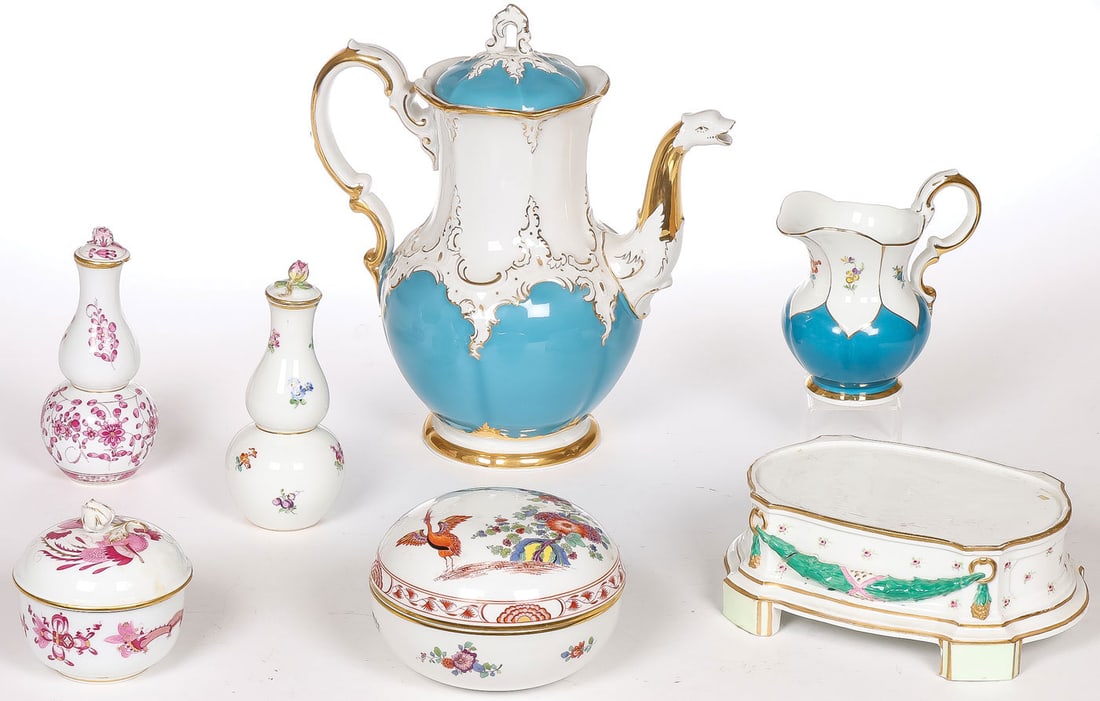 MIXED VINTAGE MEISSEN PORCELAIN GROUP (1 of 5)