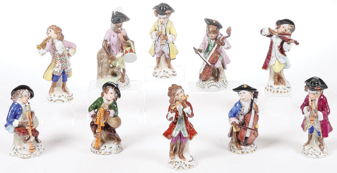 10 PIECE SITZENDORF PORCELAIN MONKEY BAND (1 of 5)