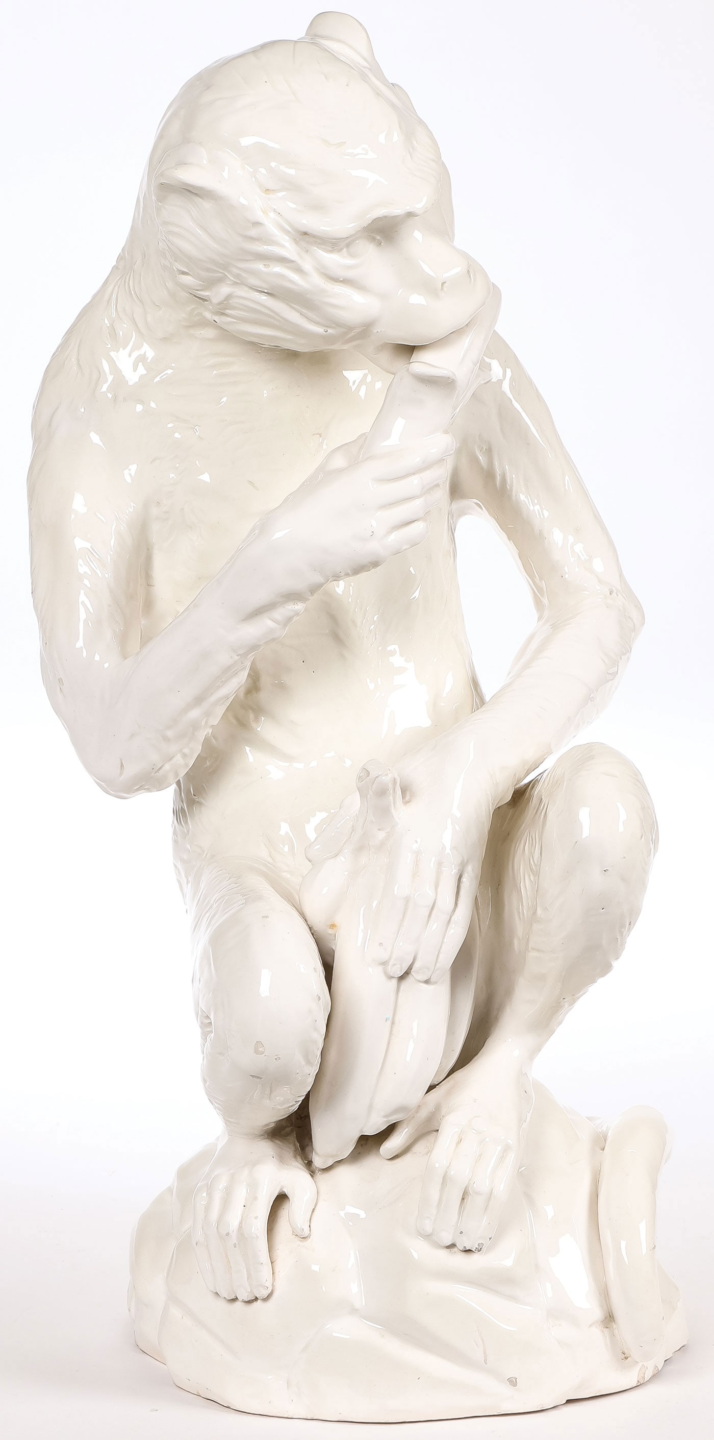 LARGE MAJOLICA SEATED MONKEY (1 of 5)