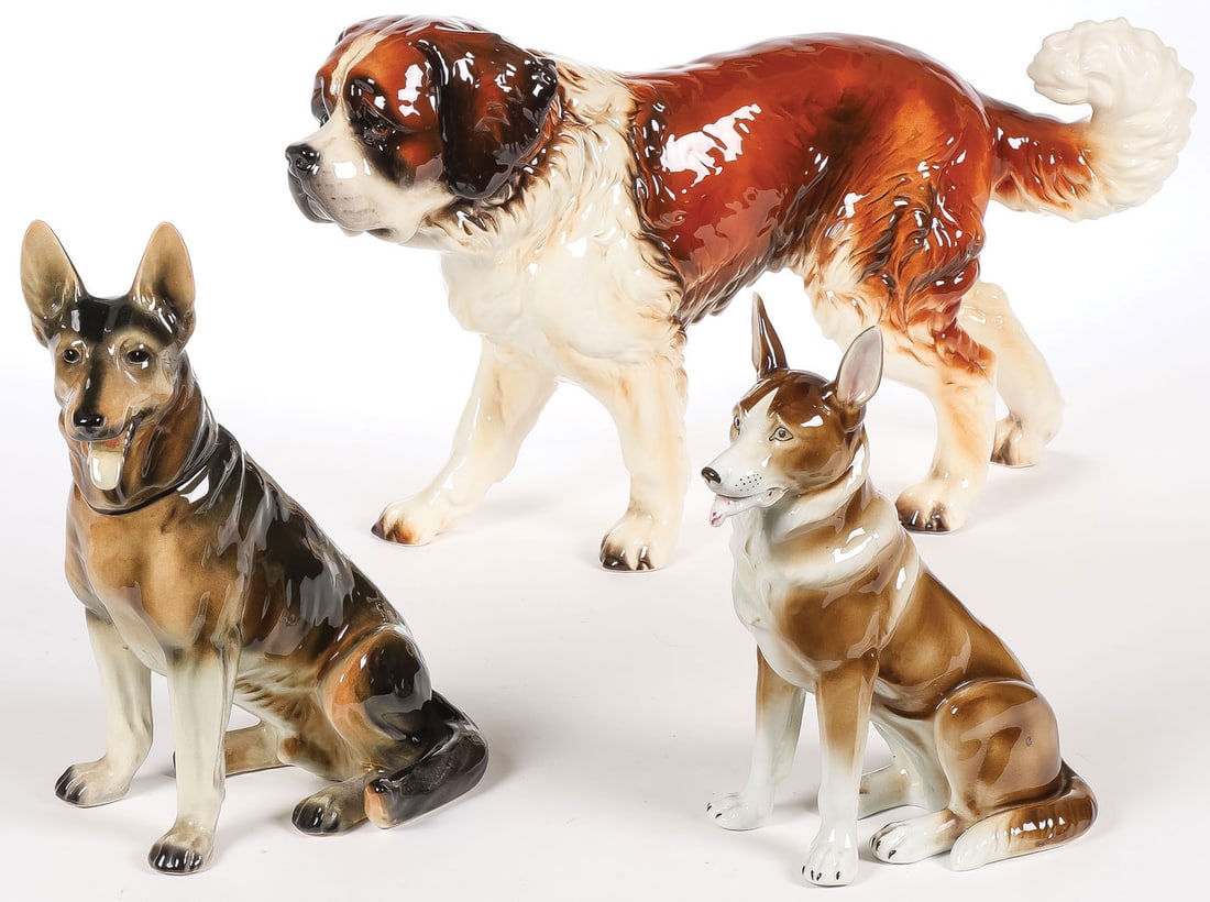 3 LARGE GERMAN PORCELAIN DOGS (1 of 4)