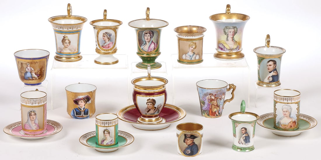 15 MOSTLY SEVRES PORTRAIT CUPS (1 of 2)