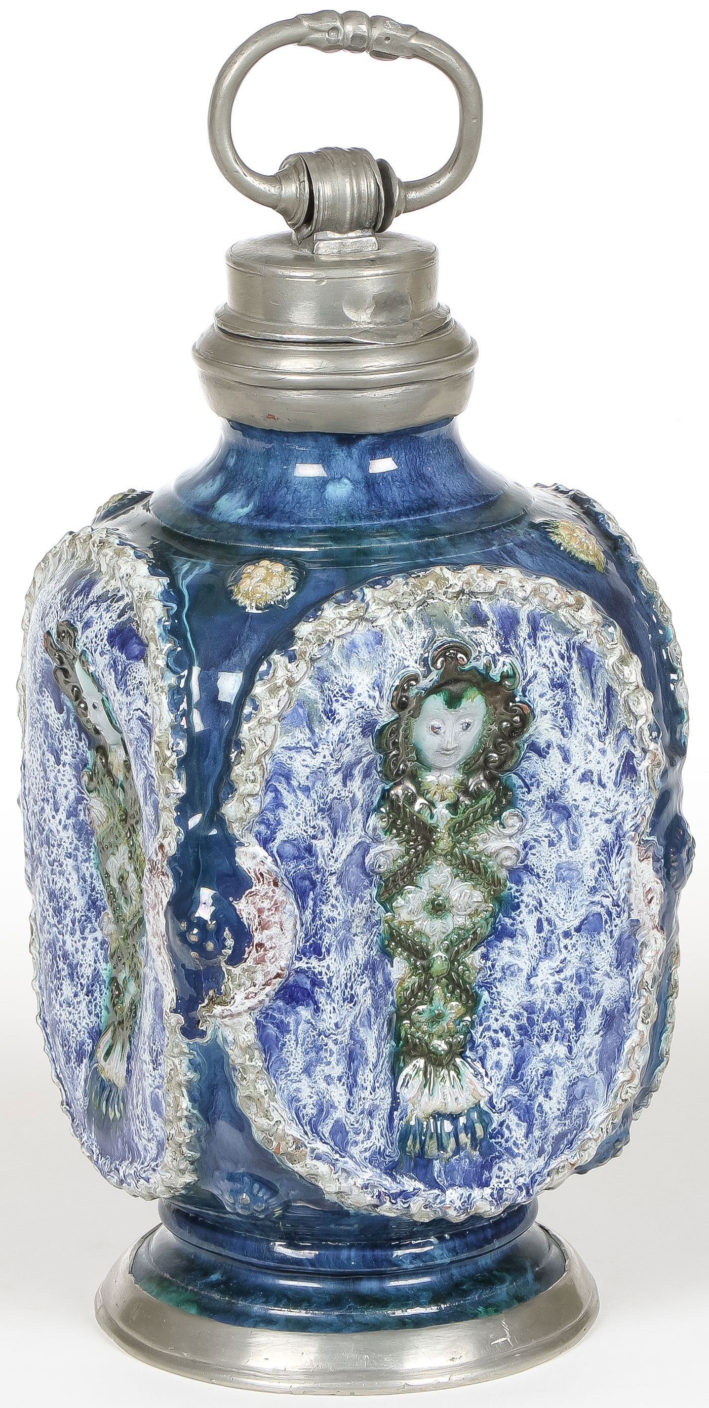 RARE GERMAN GLAZED FLASK/SCHRAUBFLASCHE (1 of 4)