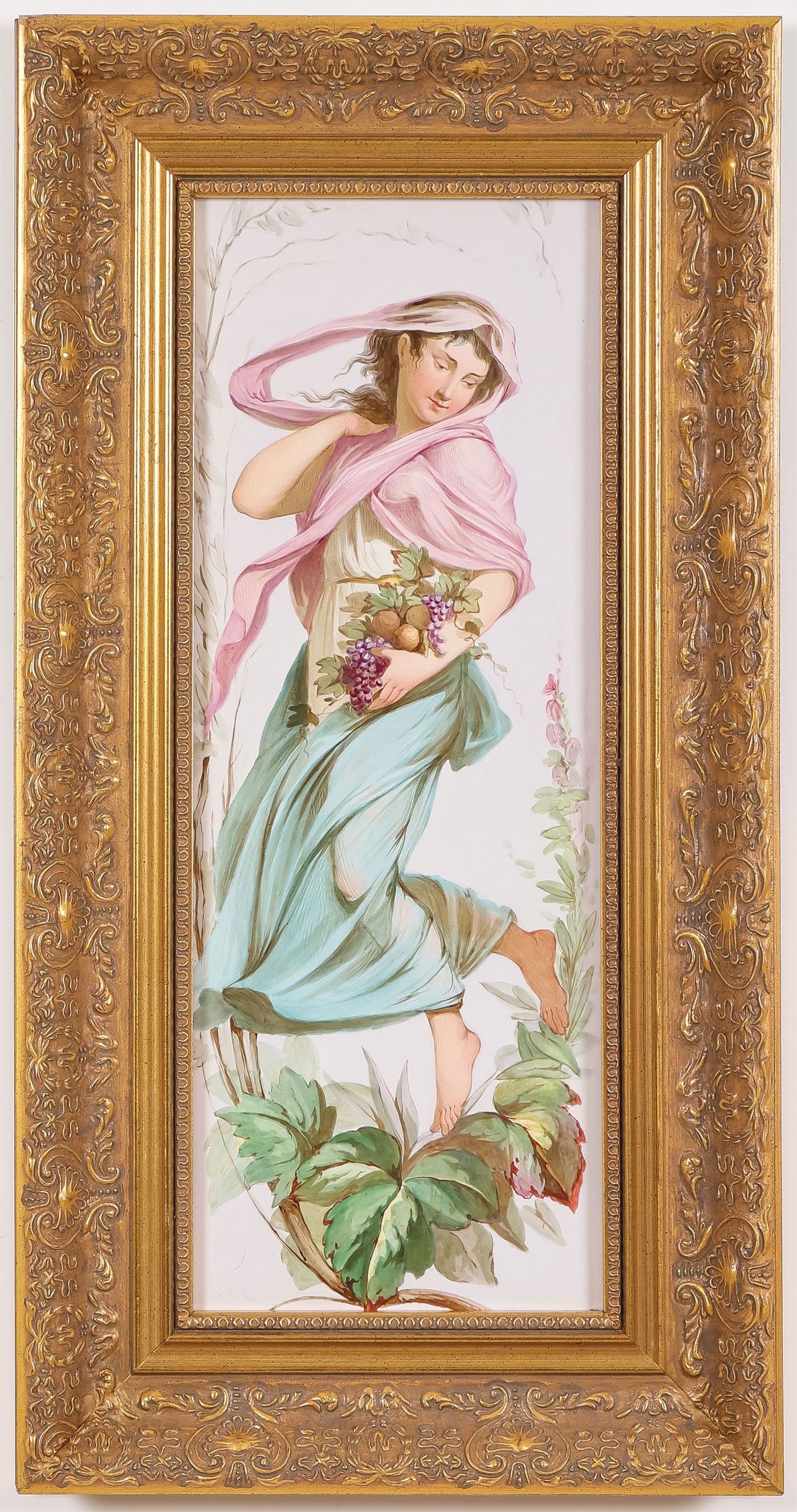 PR OF HAND PAINTED CERAMIC PLAQUES C. 1900 (1 of 4)