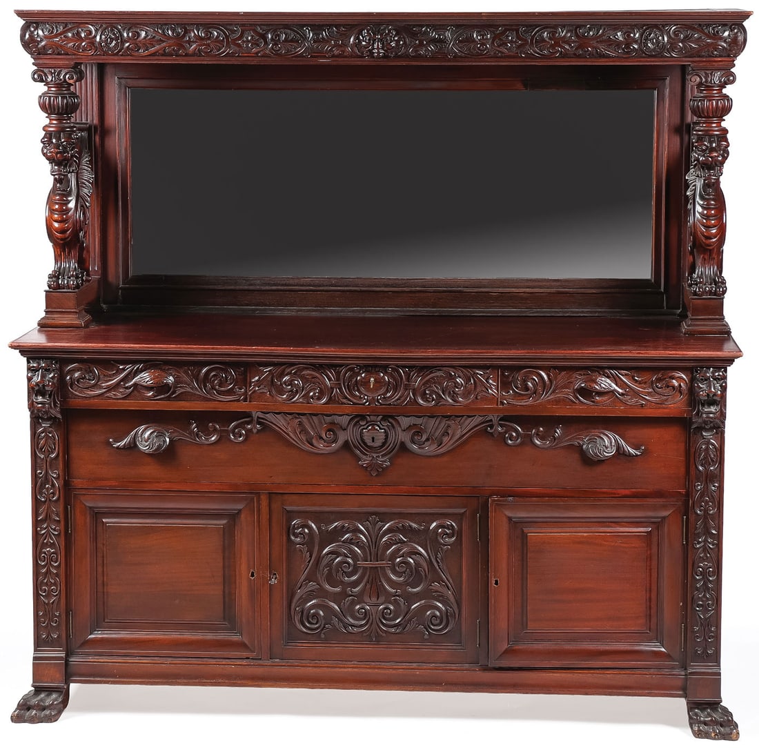 VERY FINE CARVED MAHOGANY SIDEBOARD (1 of 2)
