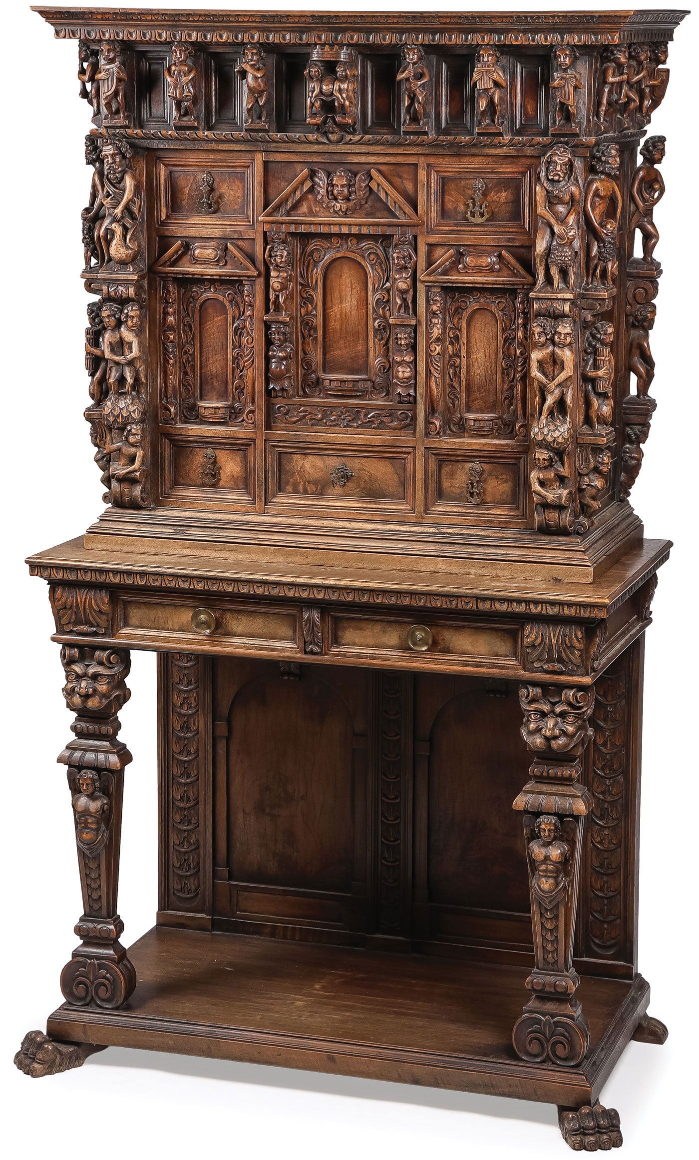 CARVED ITALIAN RENAISSANCE CABINET, 19TH C (1 of 2)