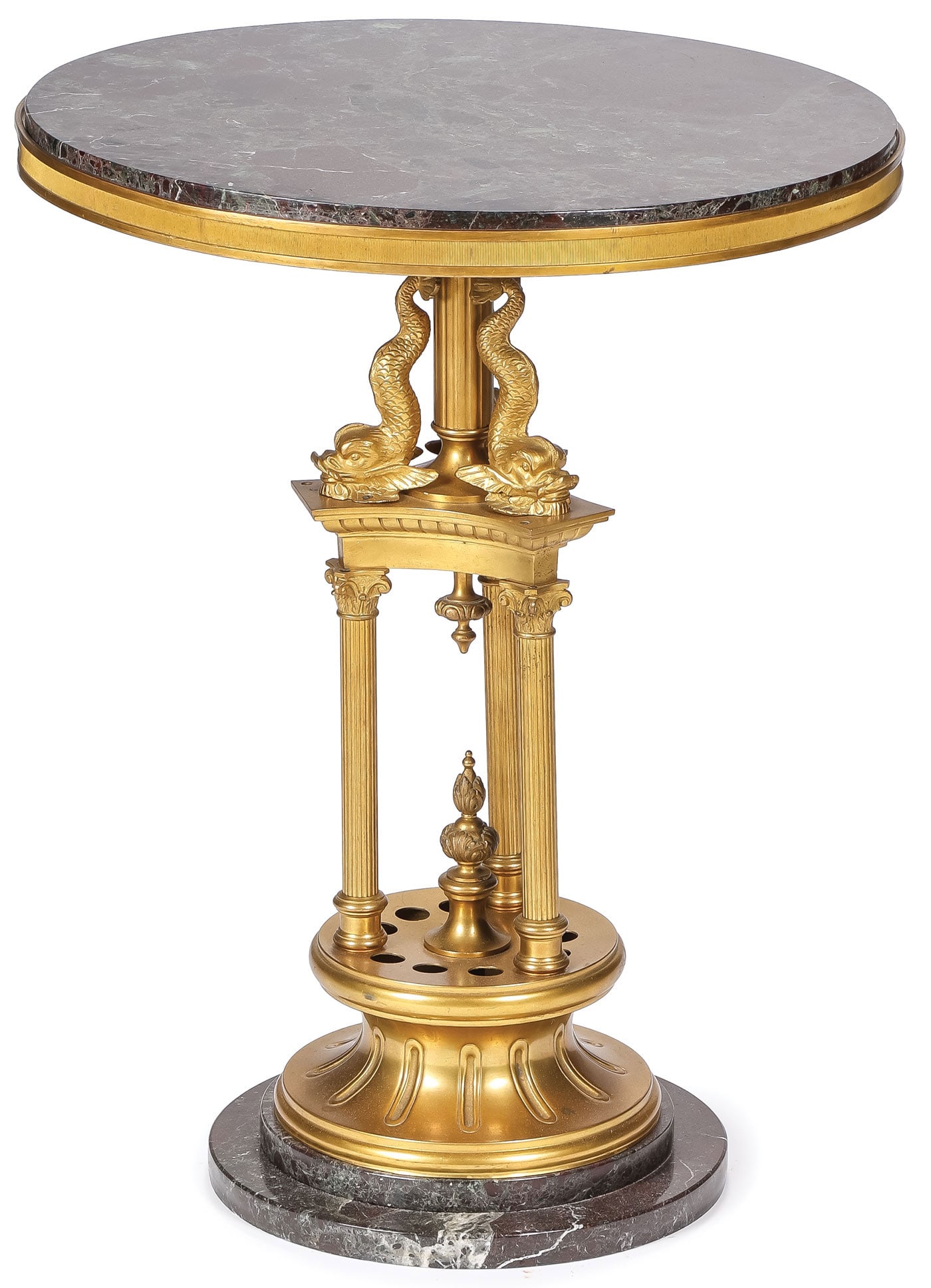 FRENCH EMPIRE GILT BRONZE PEDESTAL TABLE (1 of 2)