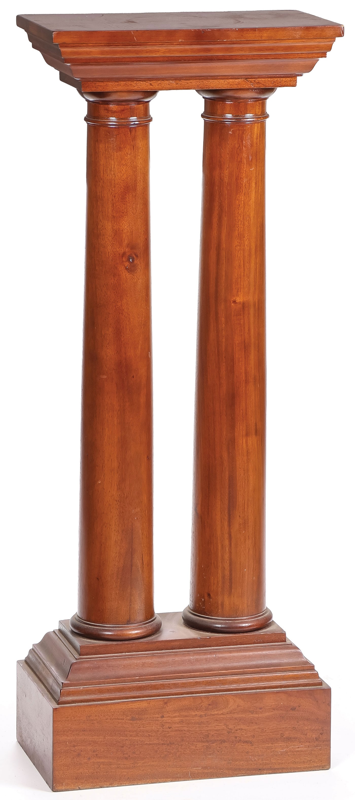 FINE WALNUT DOUBLE COLUMN PEDESTAL (1 of 2)