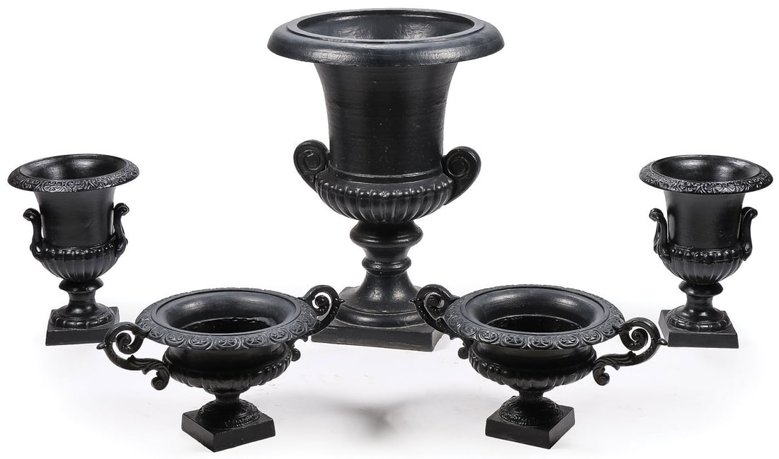 SET OF CAST IRON GARDEN URNS (1 of 1)