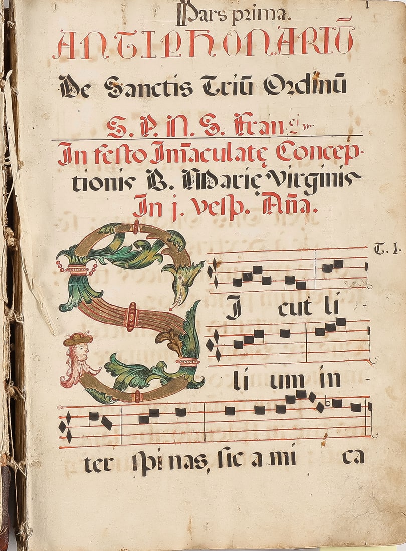 COMPLETE HAND ILLUMINATED ANTIPHONARY, 16TH C (1 of 11)