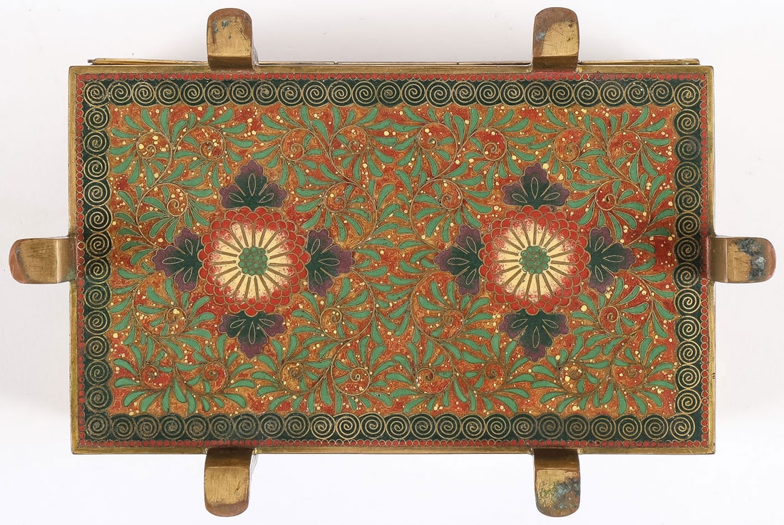 FINE JAPANESE CLOISONNE FOOTED CASKET, MEIJI - 5