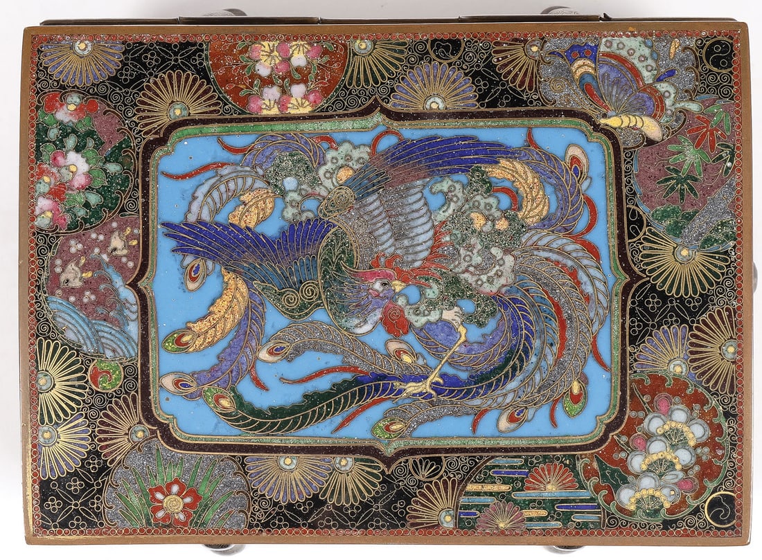 FINE JAPANESE CLOISONNE FOOTED CASKET, MEIJI - 4