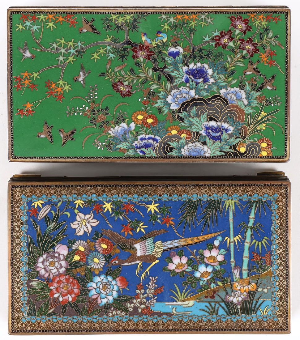 2 SIGNED JAPANESE CLOISONNE BOXES, MEIJI (1 of 5)