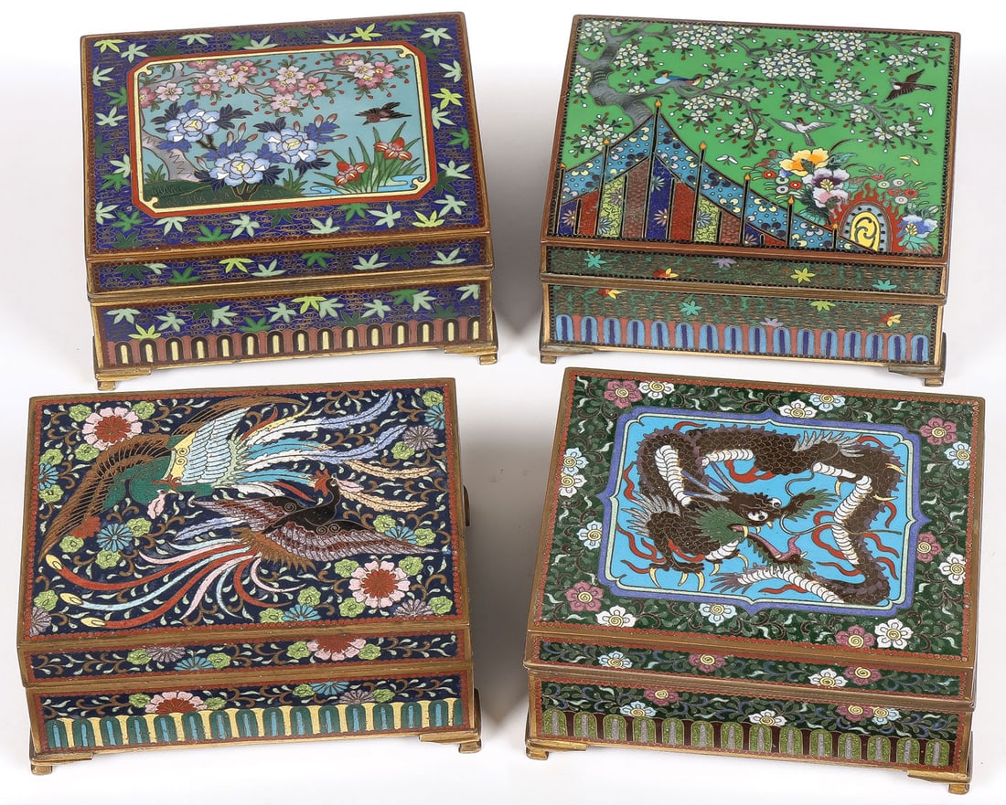 4 JAPANESE CLOISONNE BOXES, MEIJI (1 of 5)