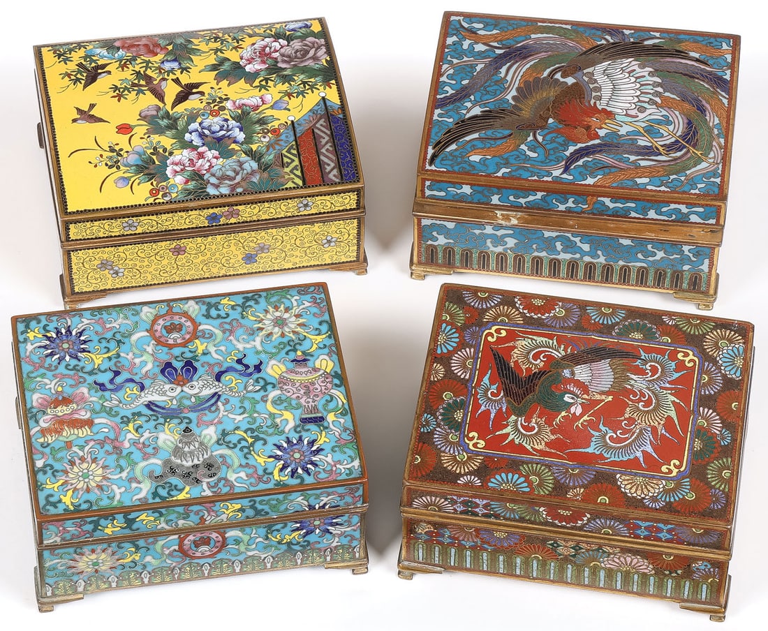 4 JAPANESE CLOISONNE BOXES, MEIJI (1 of 5)