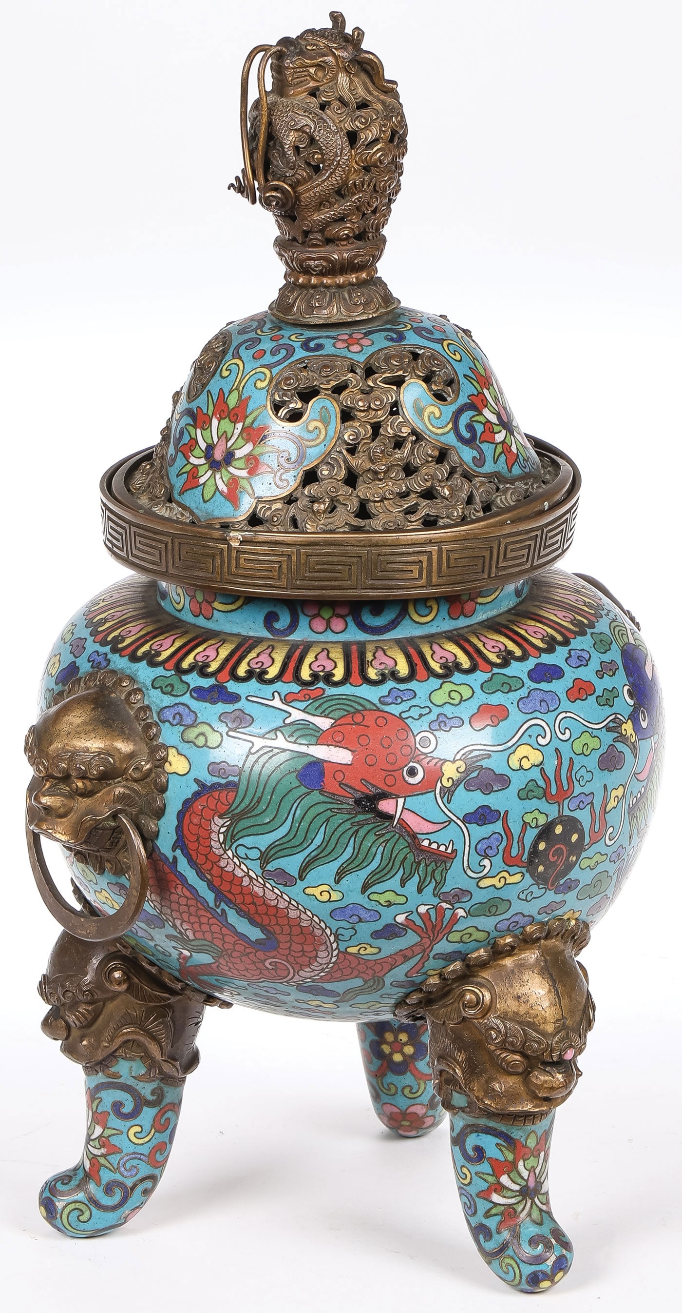CHINESE CLOISONNE ENAMELED CENSER (1 of 3)