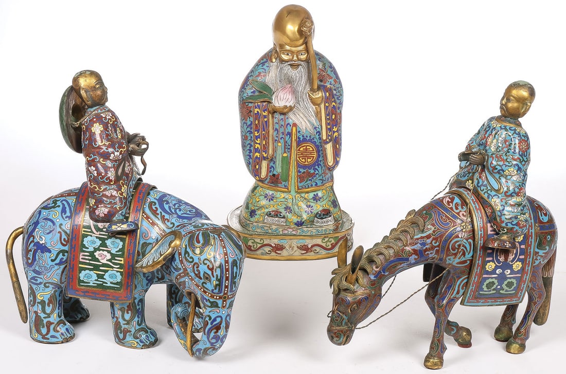 4 CHINESE CLOISONNE FIGURES (1 of 3)