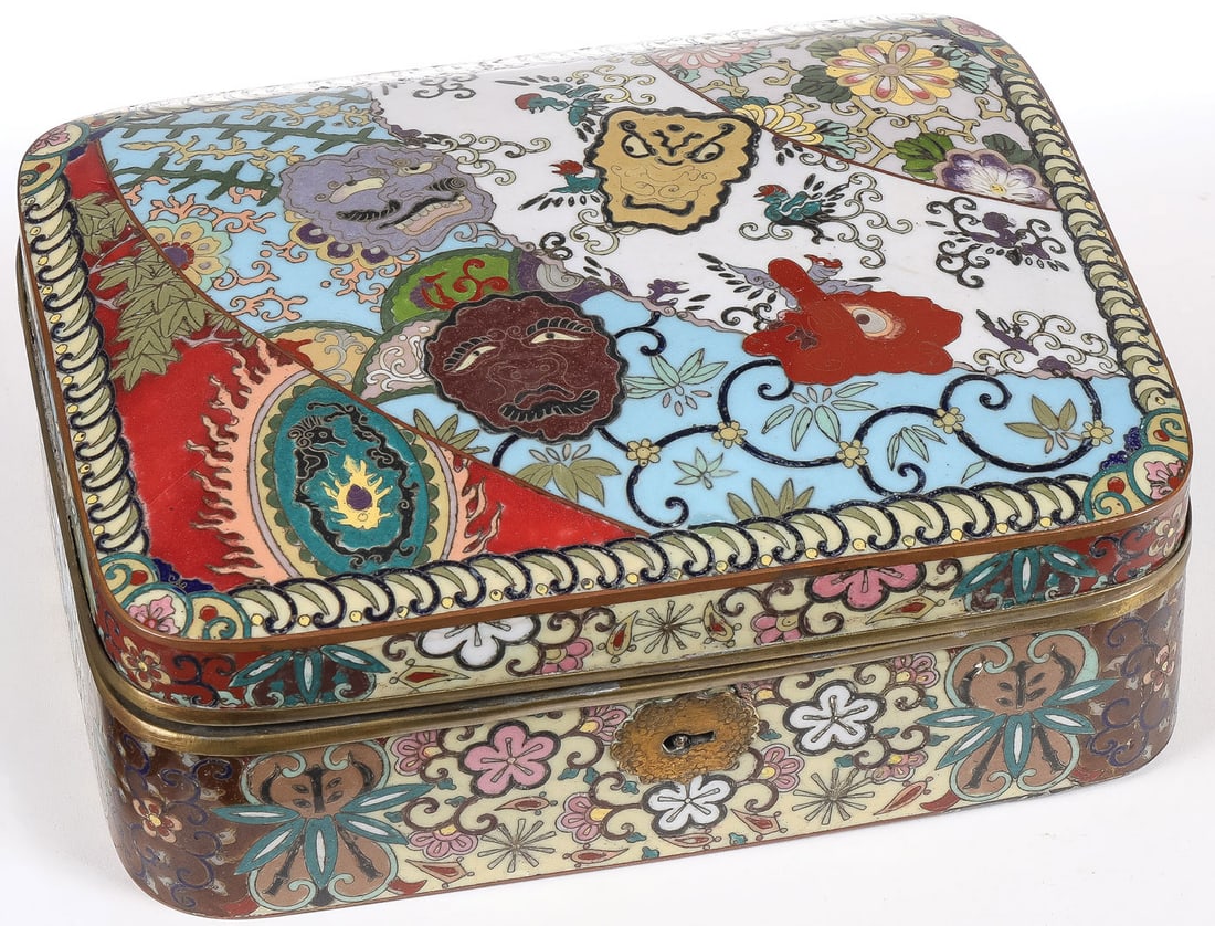 JAPANESE CLOISONNE ENAMEL DRESSER BOX, MEIJI (1 of 5)