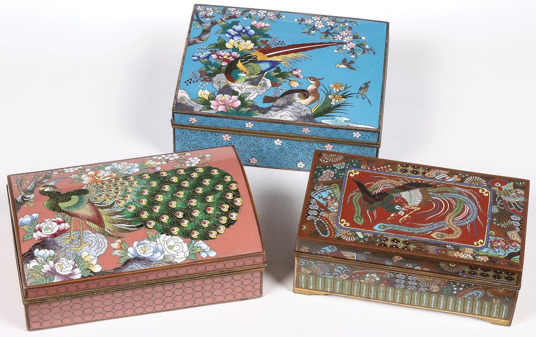 3 JAPANESE CLOISONNE BOXES, MEIJI (1 of 5)