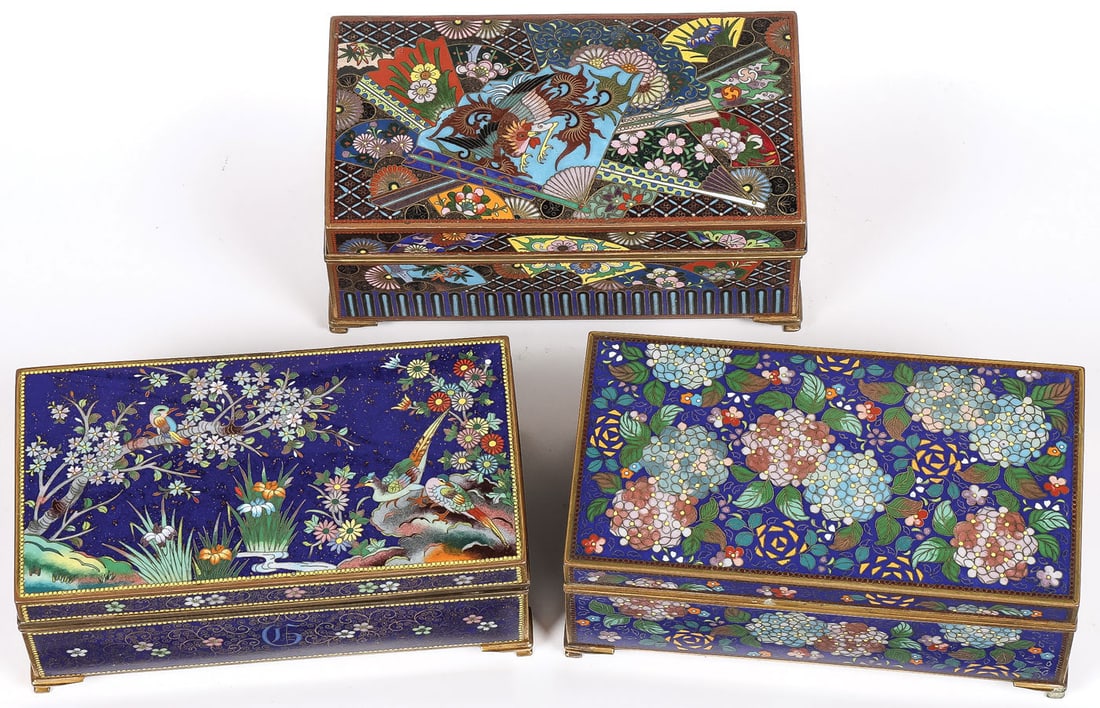 3 JAPANESE CLOISONNE BOXES, MEIJI (1 of 5)