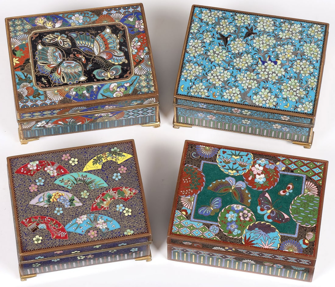 4 JAPANESE CLOISONNE BOXES, MEIJI (1 of 5)