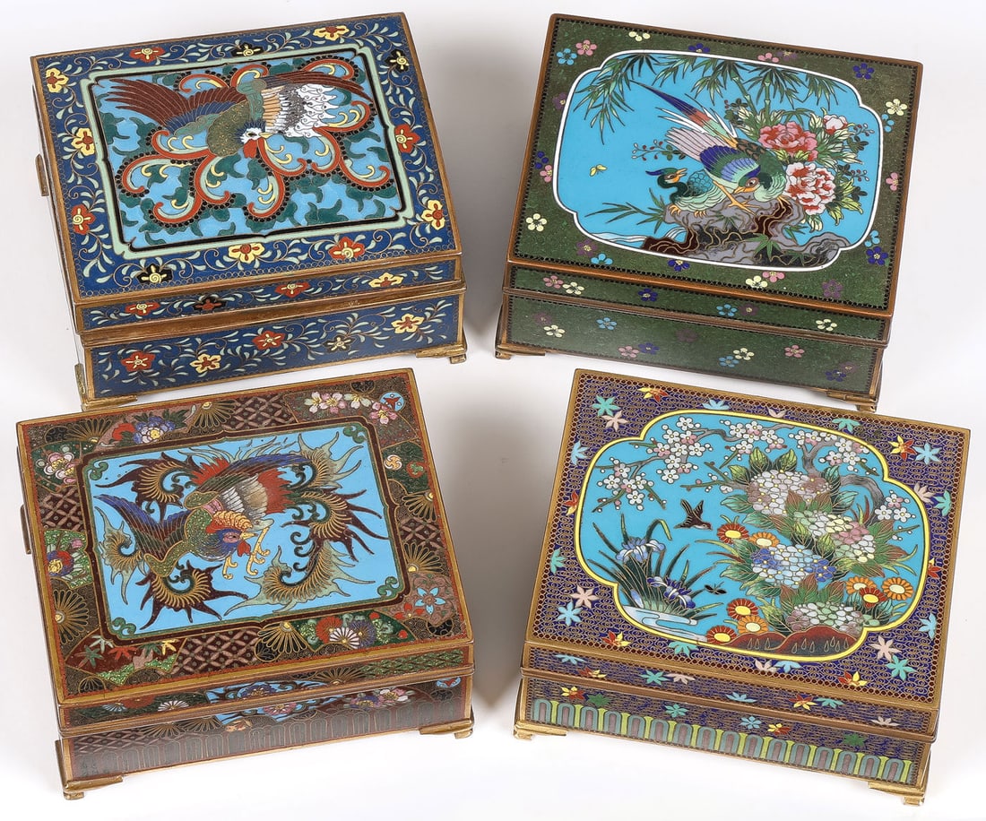 4 JAPANESE CLOISONNE BOXES, MEIJI (1 of 5)