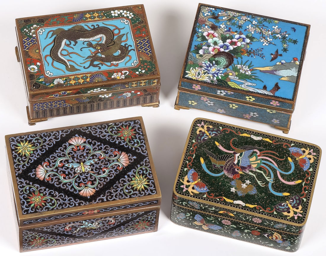 4 JAPANESE CLOISONNE BOXES, MEIJI (1 of 5)