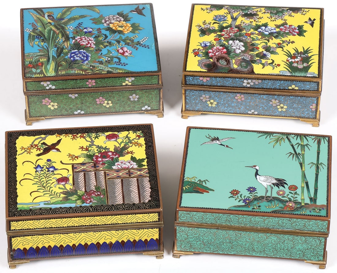 4 JAPANESE CLOISONNE BOXES, MEIJI (1 of 5)