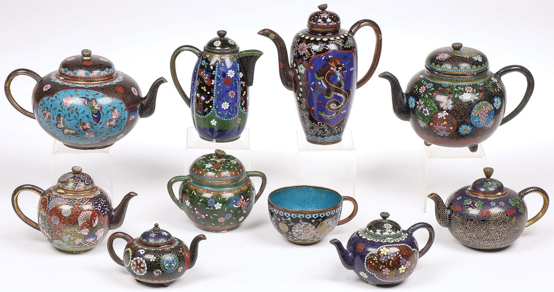 10 PCS JAPANESE CLOISONNE, MEIJI (1 of 2)