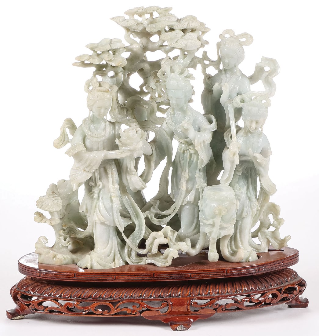 EXCEPTIONAL CHINESE CARVED JADE FIGURAL GROUPING (1 of 3)